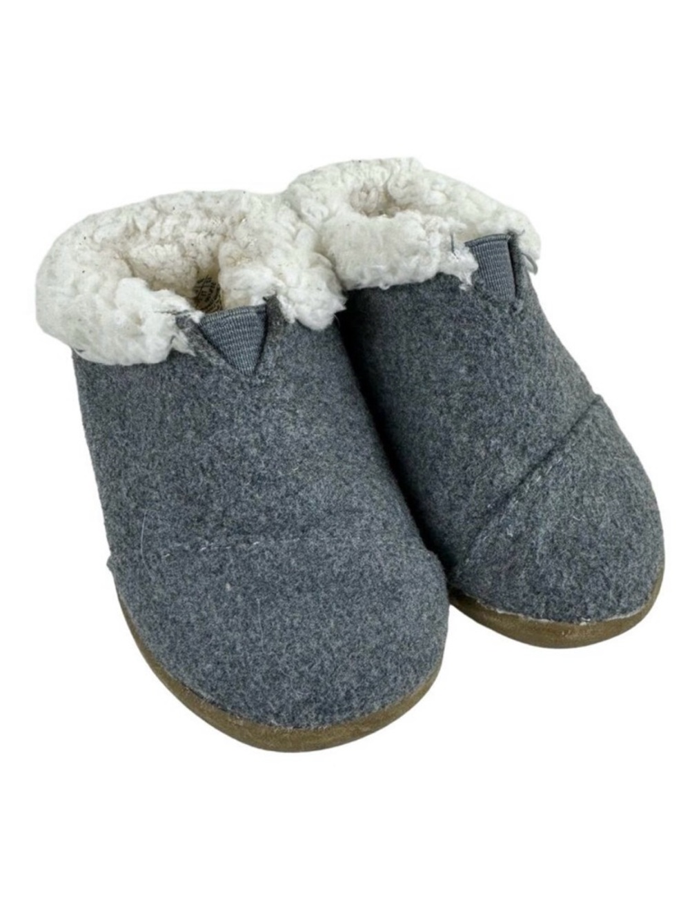 Toms Gray Fleece-Lined Toddler Pull On Loafers Non-Slip Sole Unisex Toddler Sz 5